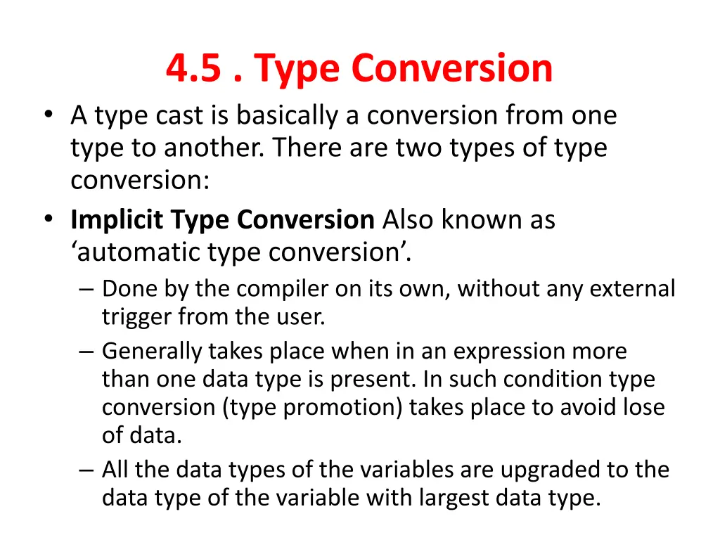 4 5 type conversion a type cast is basically