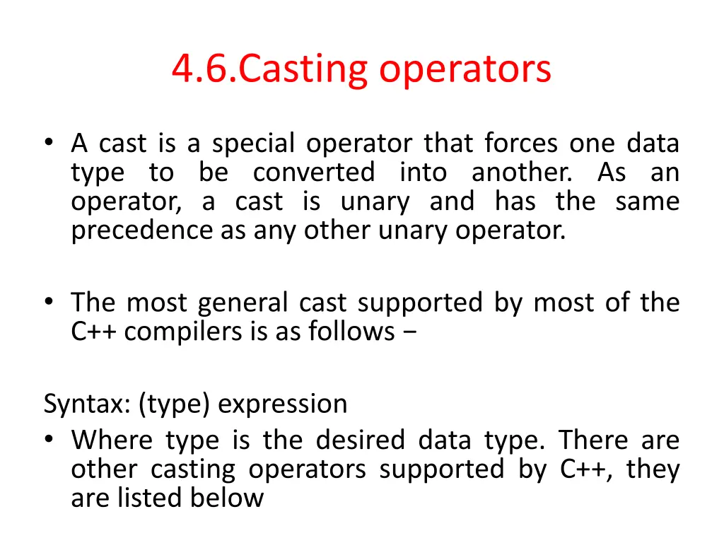 4 6 casting operators