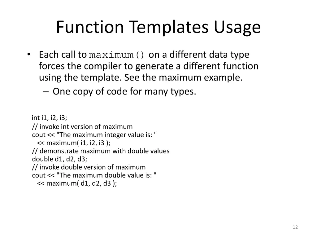 function templates usage