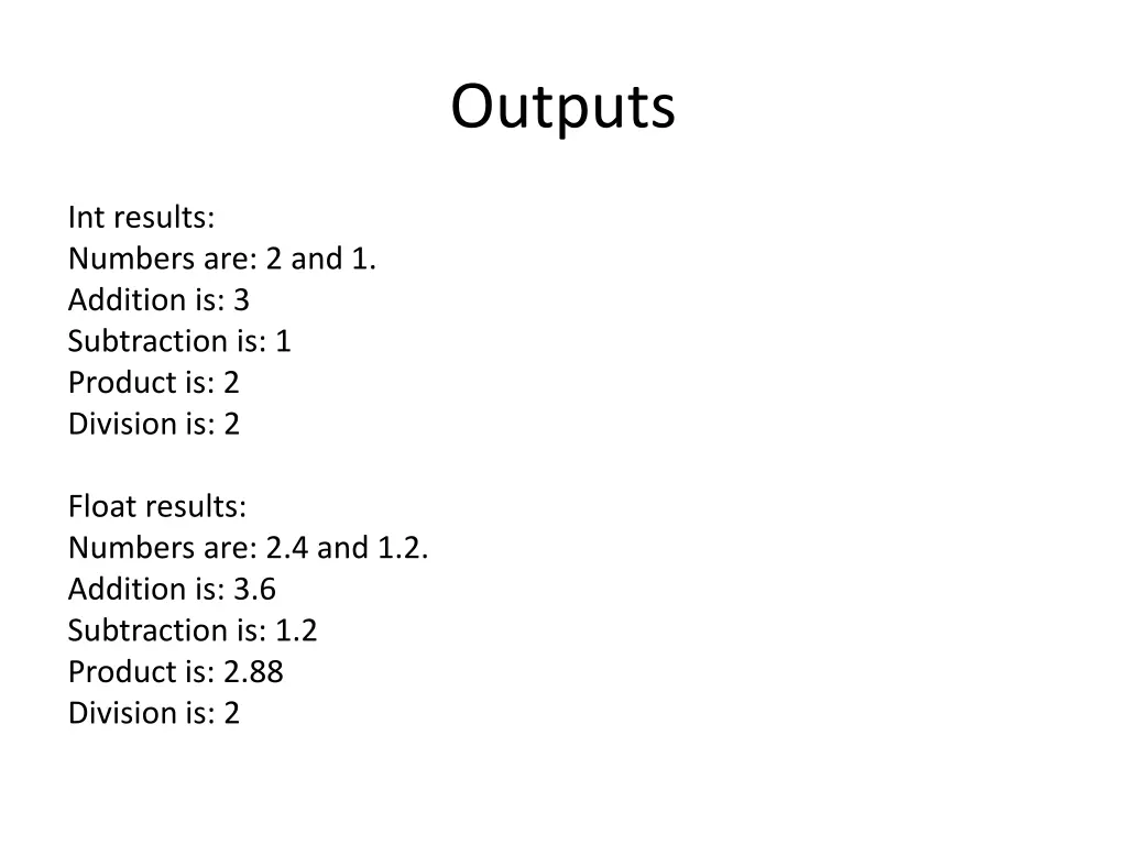 outputs