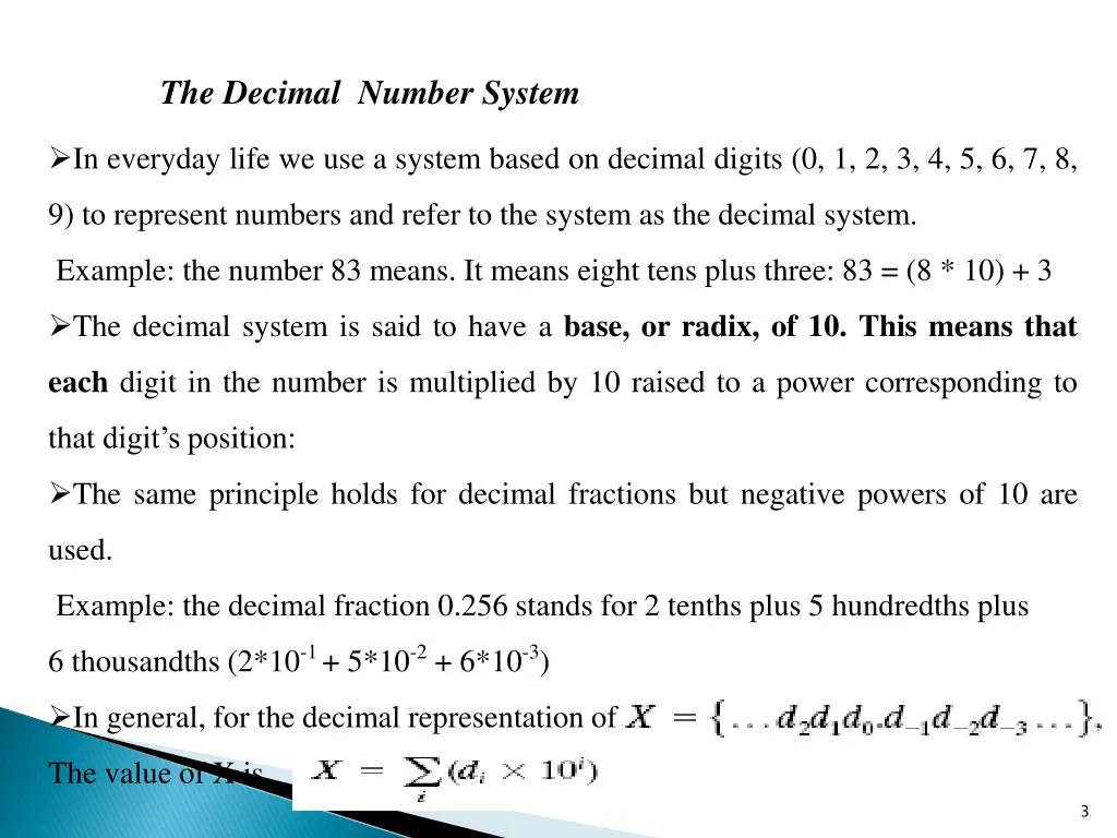 the decimal number system