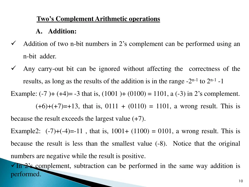 two s complement arithmetic operations