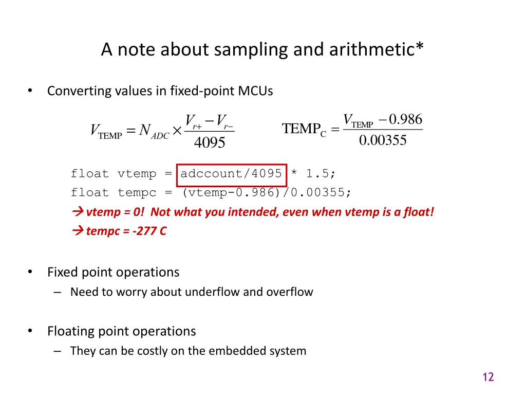 a note about sampling and arithmetic