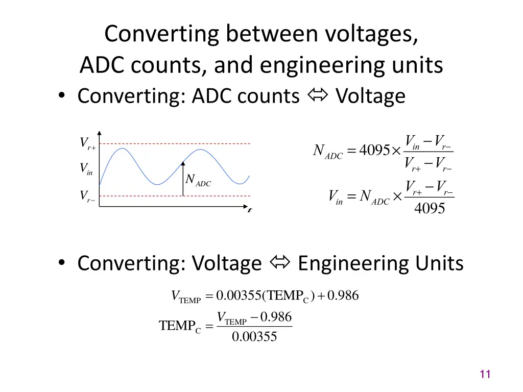 converting between voltages adc counts