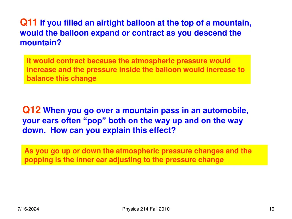 q11 if you filled an airtight balloon