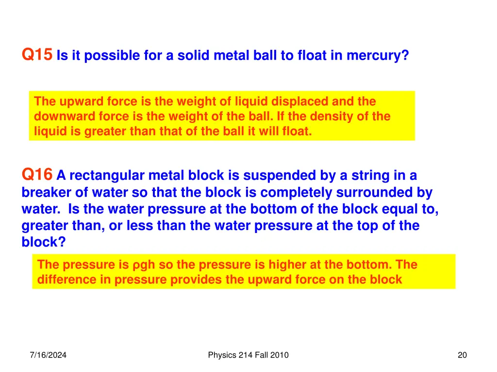 q15 is it possible for a solid metal ball