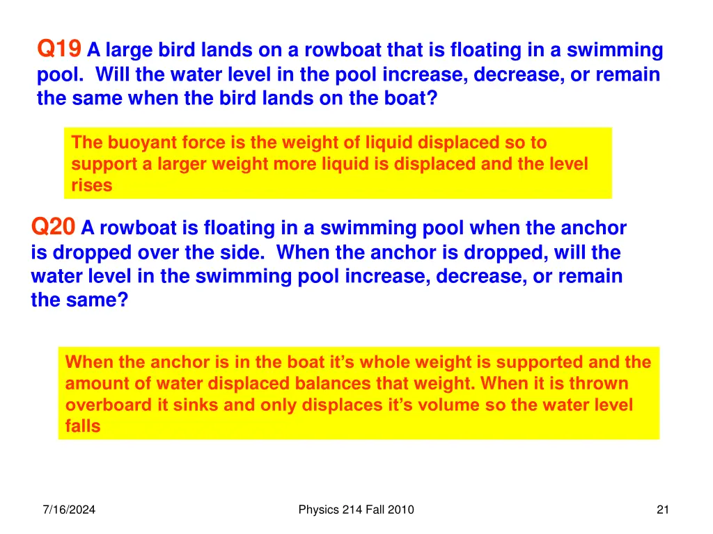 q19 a large bird lands on a rowboat that