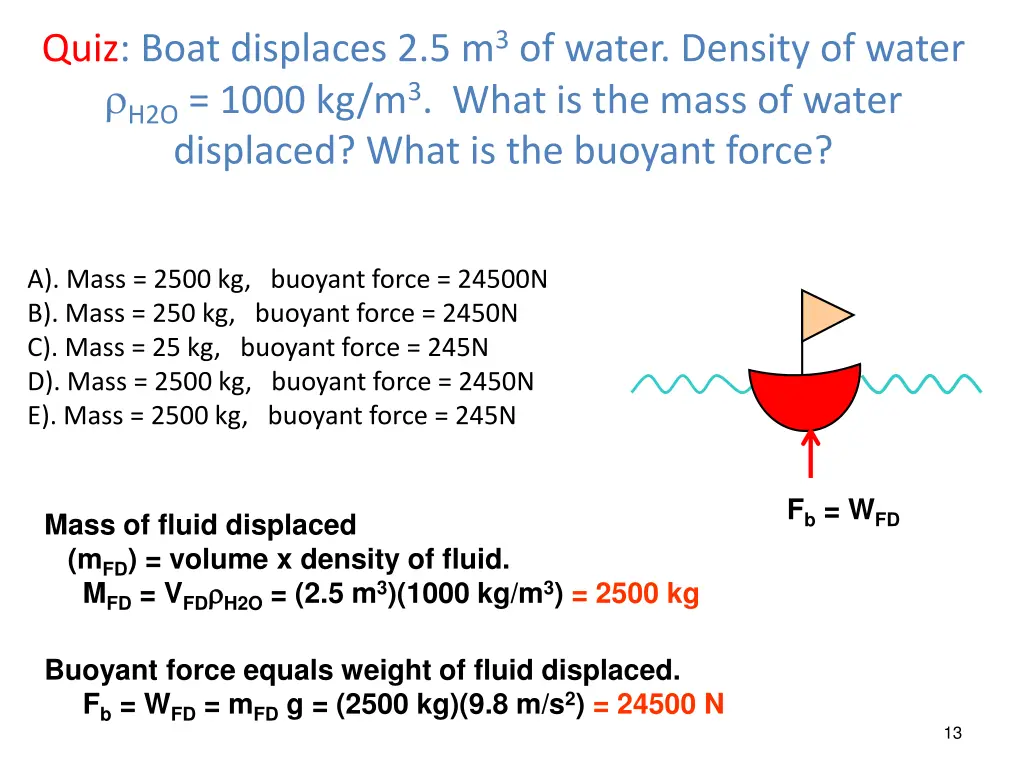 quiz boat displaces 2 5 m 3 of water density