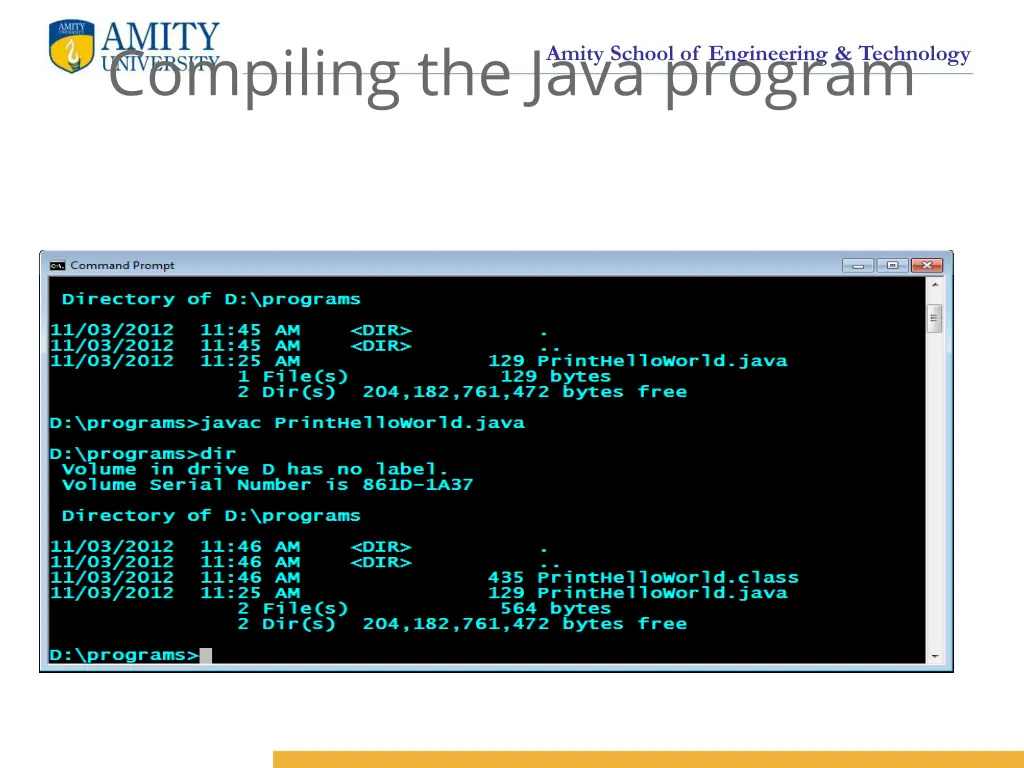 compiling the java program