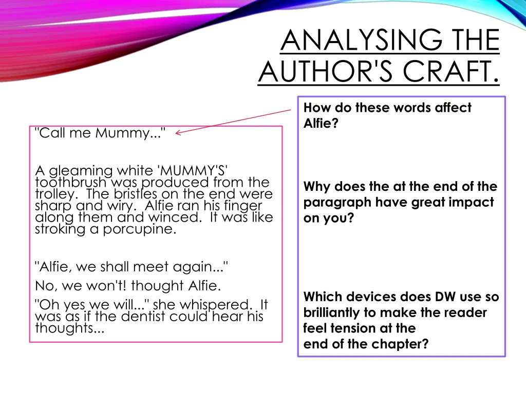 analysing the author s craft