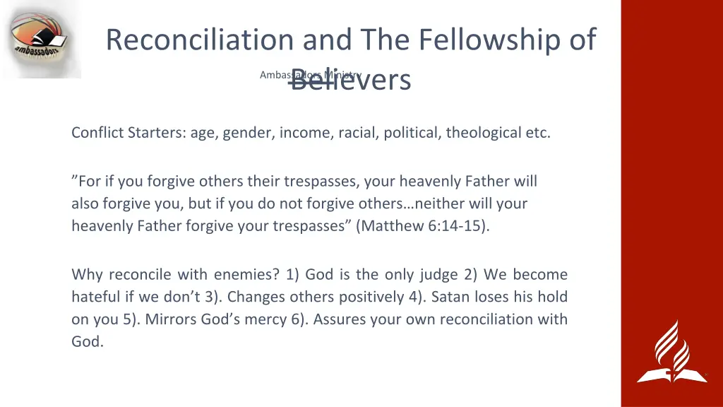 reconciliation and the fellowship of believers