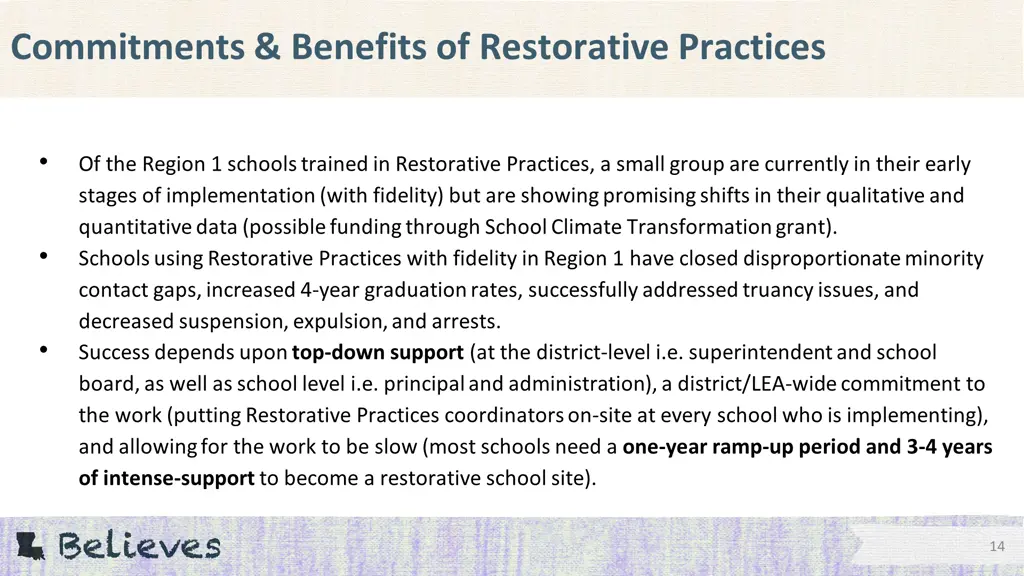 commitments benefits of restorative practices
