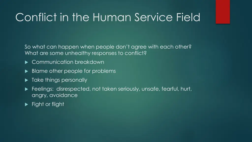 conflict in the human service field 1