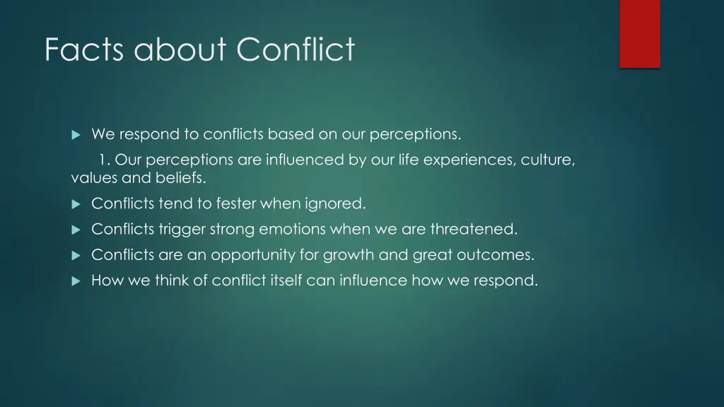 facts about conflict