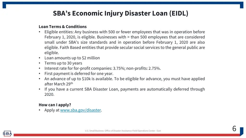 sba s economic injury disaster loan eidl