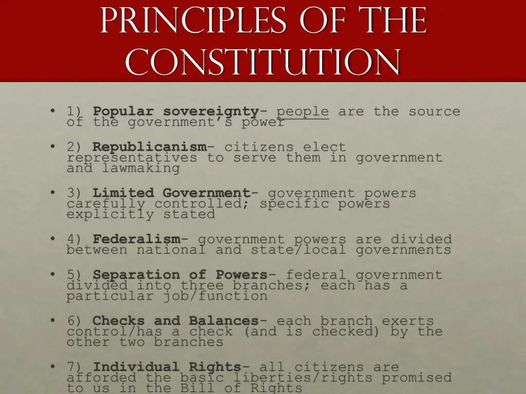 principles of the constitution