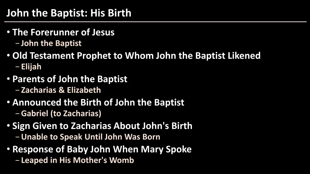 john the baptist his birth