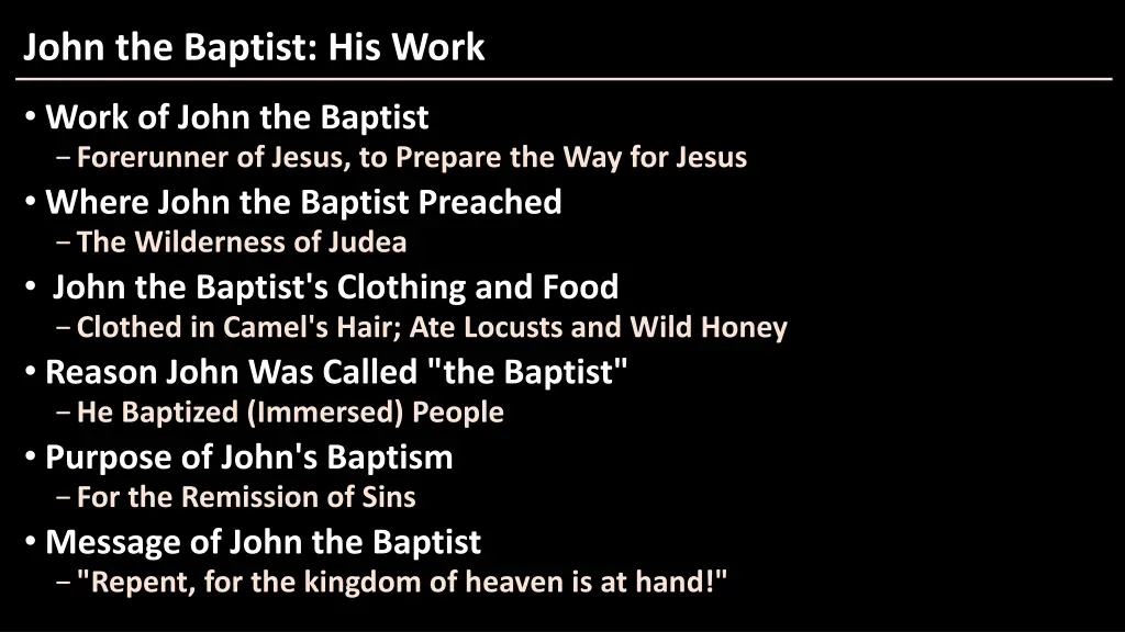 john the baptist his work