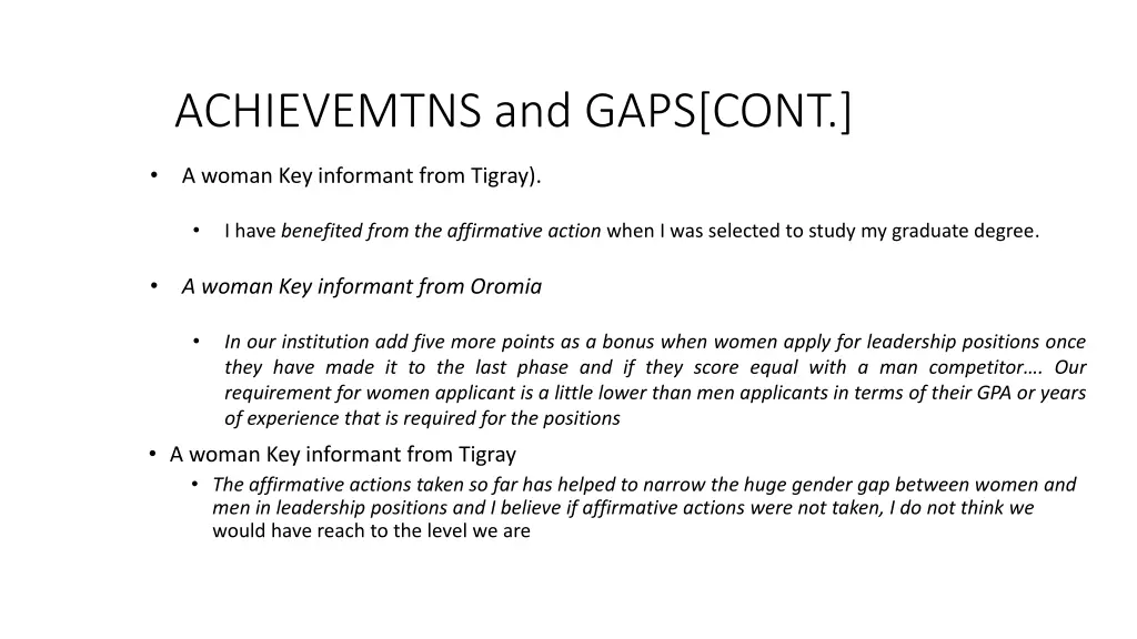 achievemtns and gaps cont