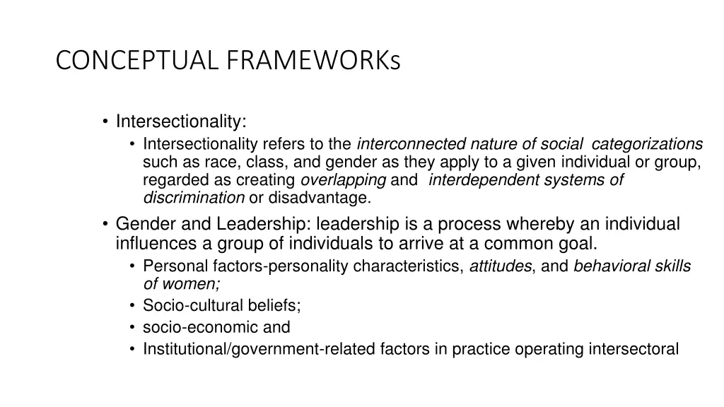 conceptual frameworks