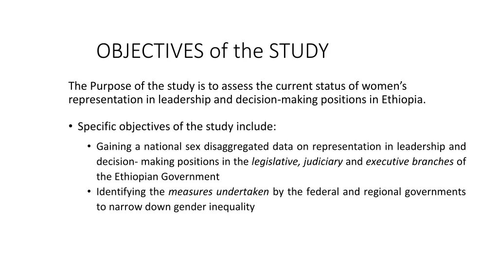 objectives of the study