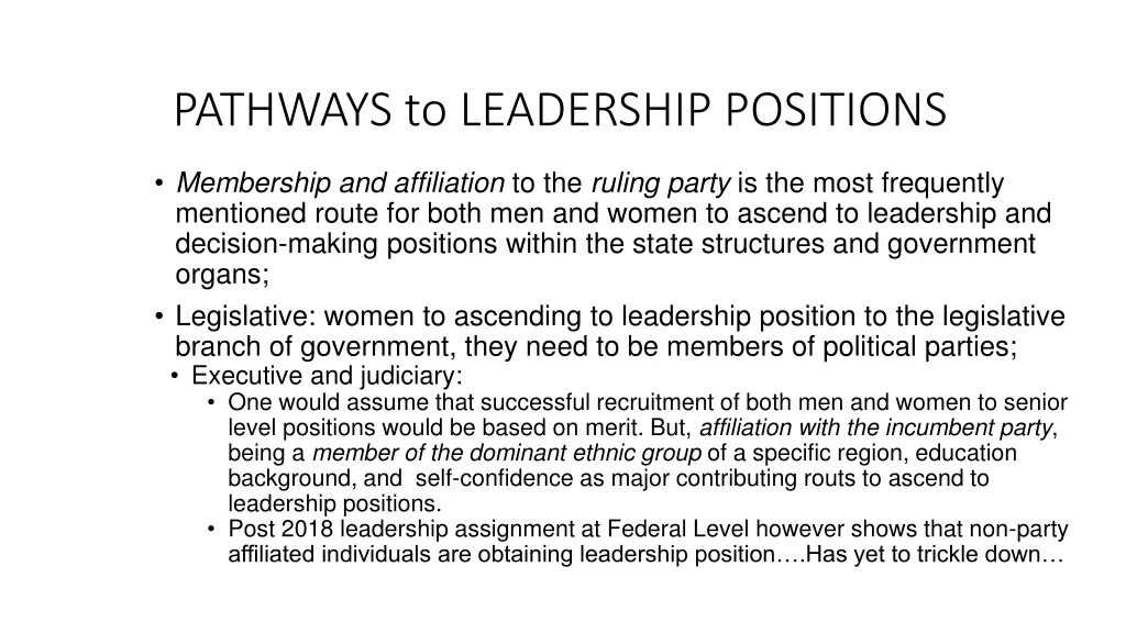 pathways to leadership positions