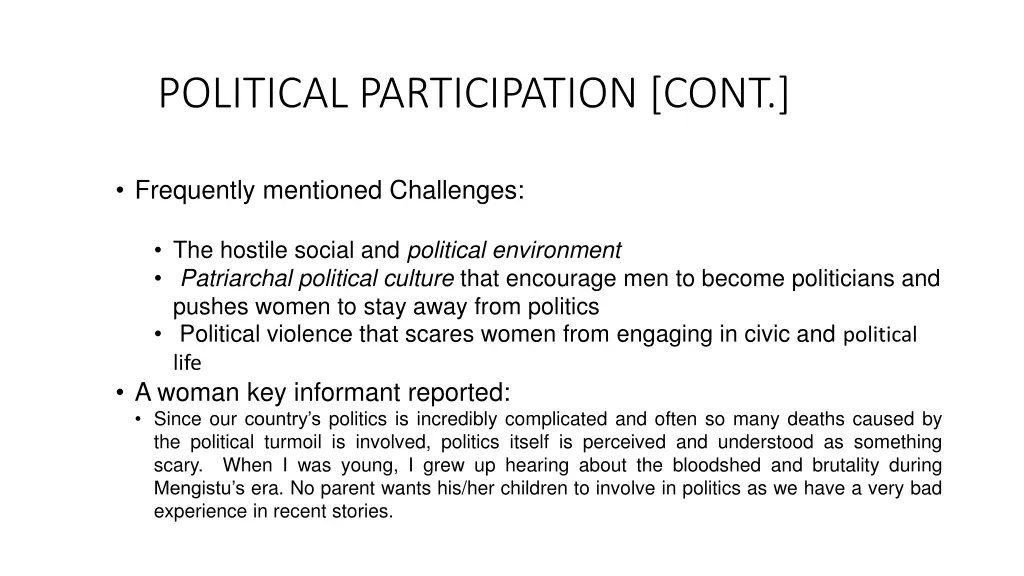 political participation cont