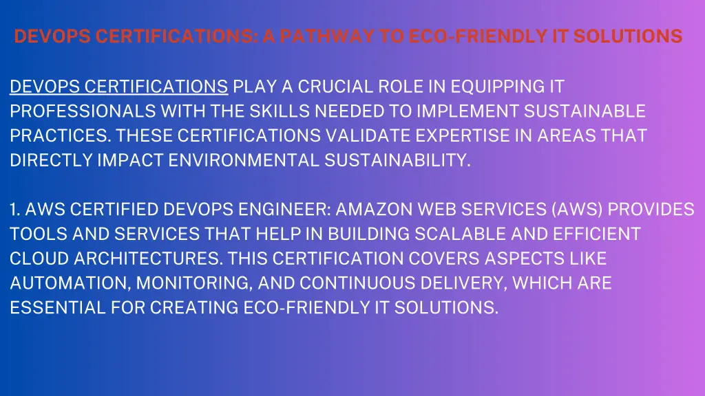 devops certifications a pathway to eco friendly