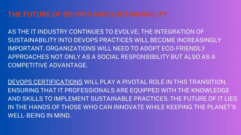 the future of devops and sustainability