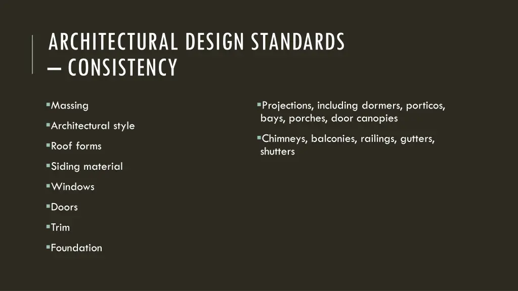 architectural design standards consistency