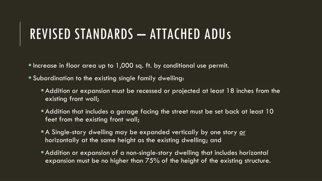 revised standards attached adus