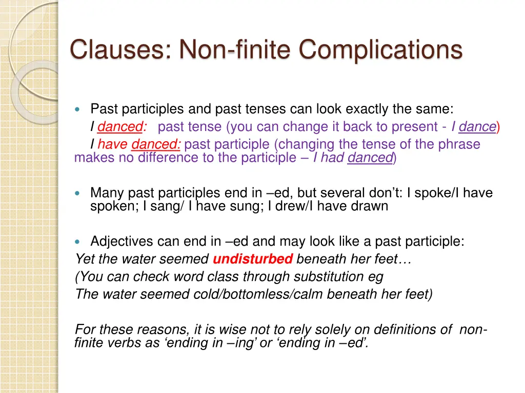 clauses non finite complications 1