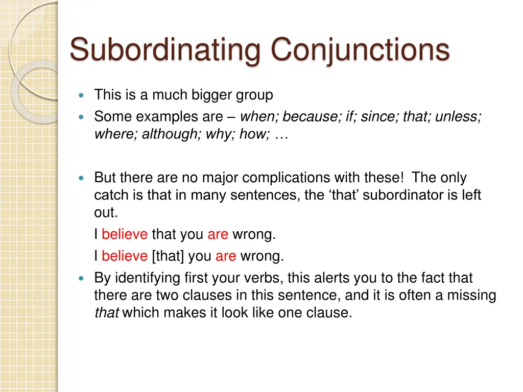 subordinating conjunctions