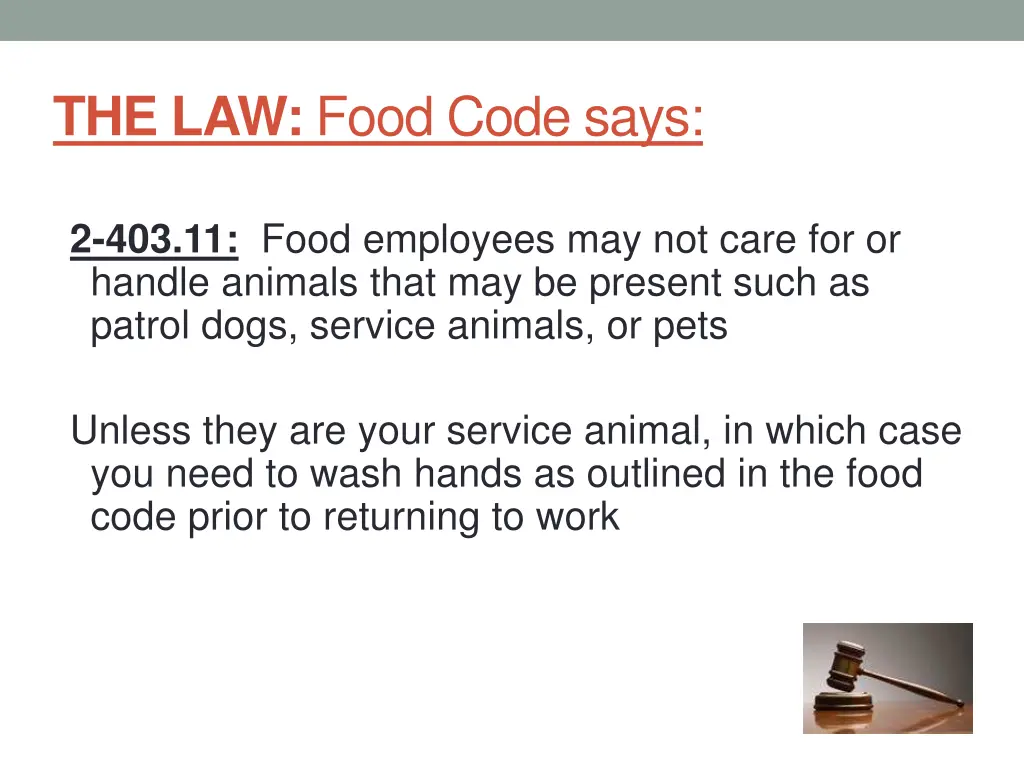 the law food code says