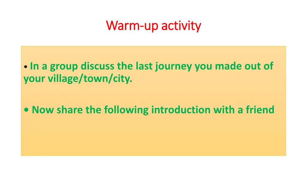 warm warm up activity up activity