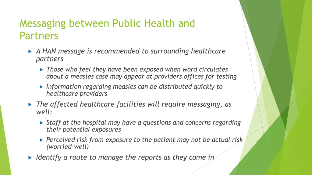 messaging between public health and partners