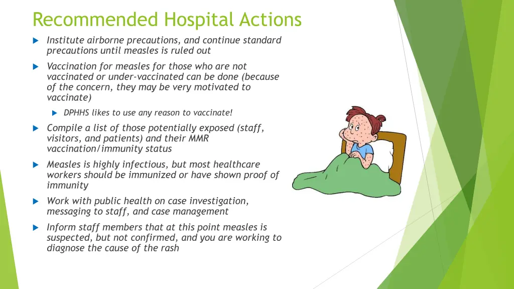 recommended hospital actions