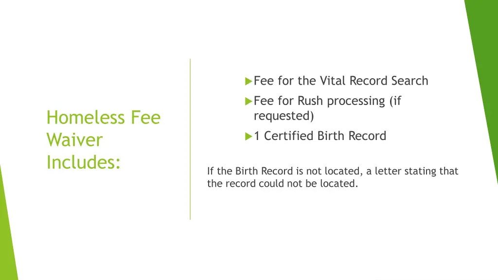 fee for the vital record search