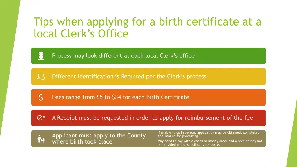 tips when applying for a birth certificate