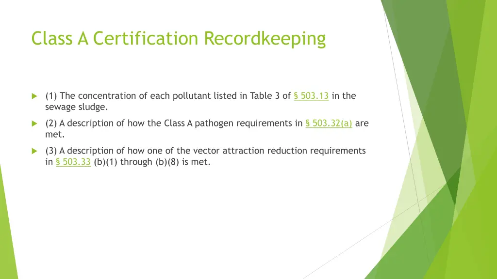 class a certification recordkeeping