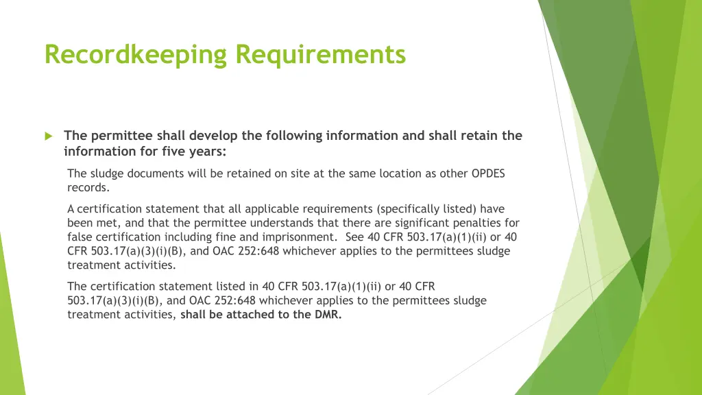 recordkeeping requirements