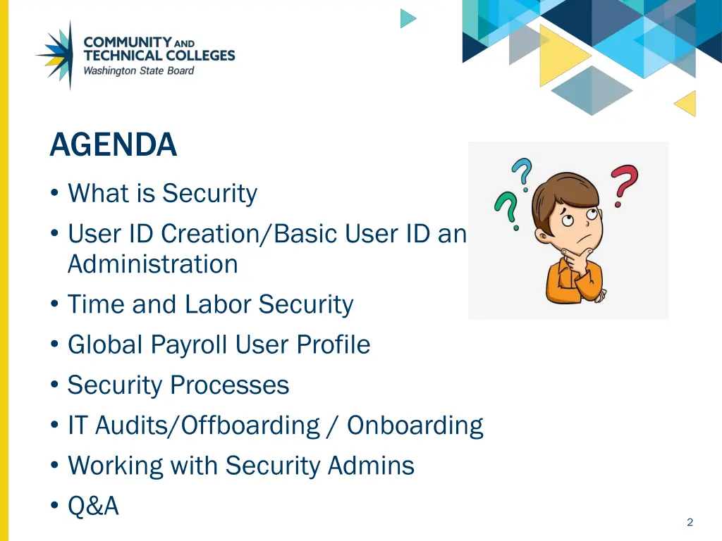 agenda what is security user id creation basic