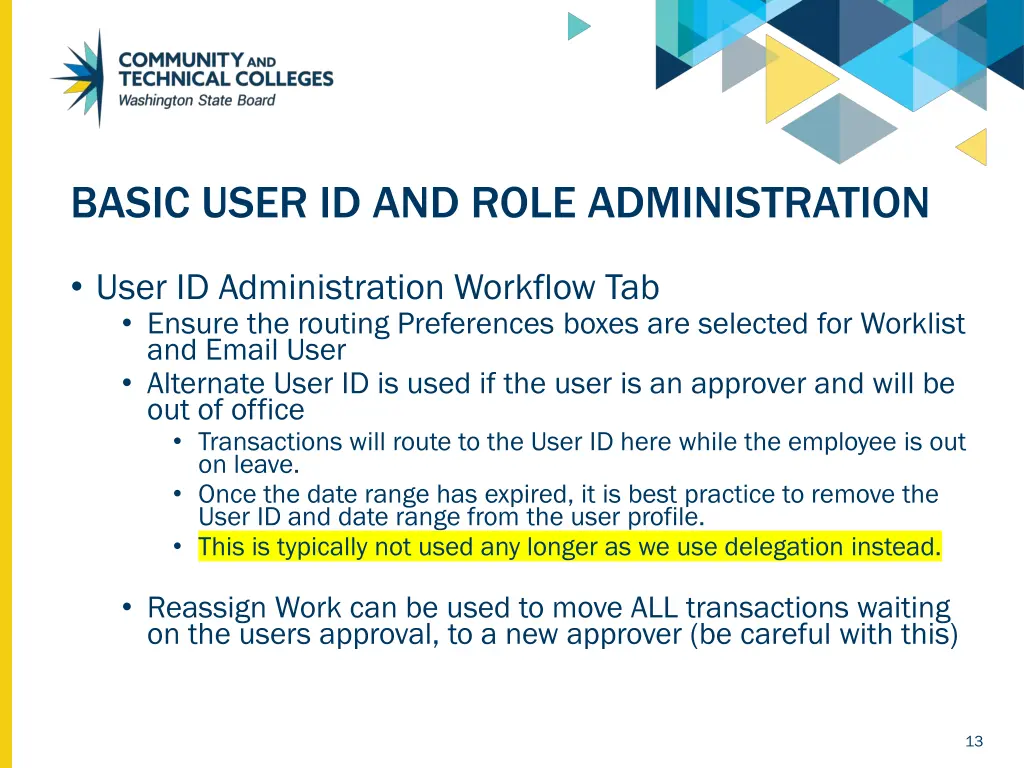 basic user id and role administration 2