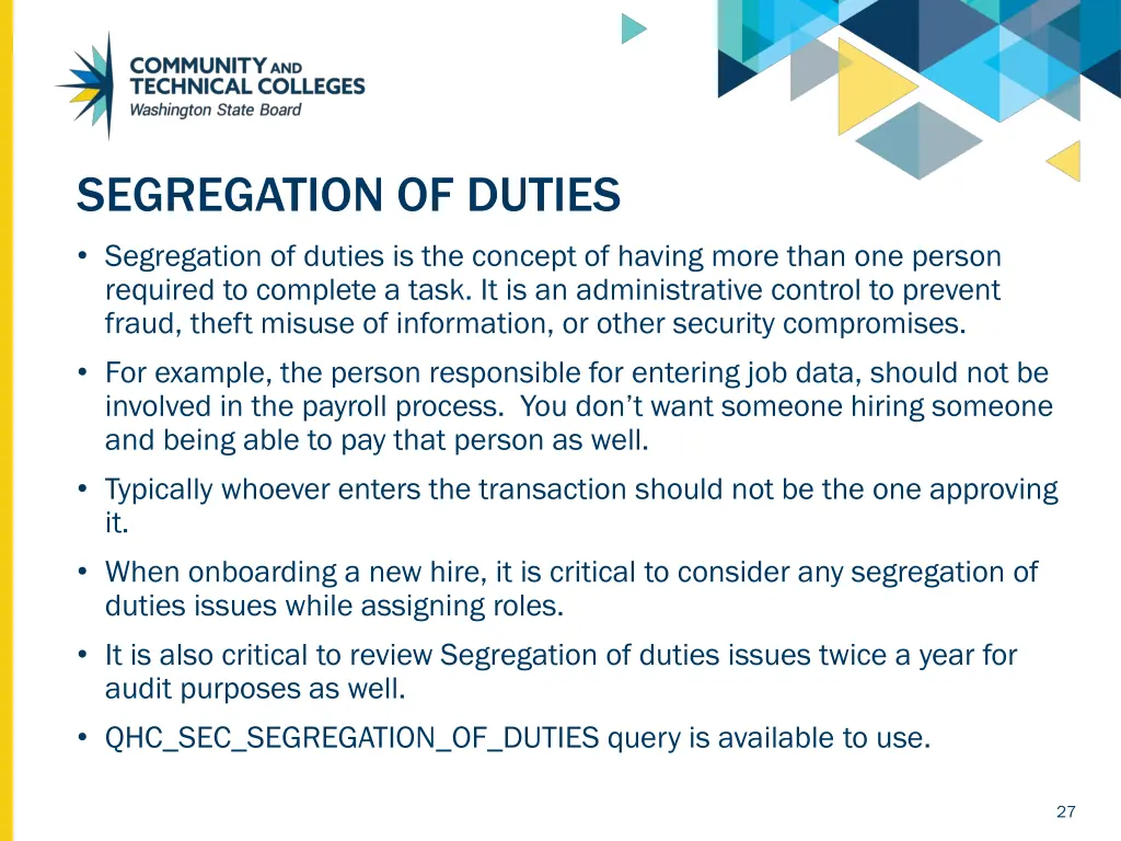 segregation of duties segregation of duties