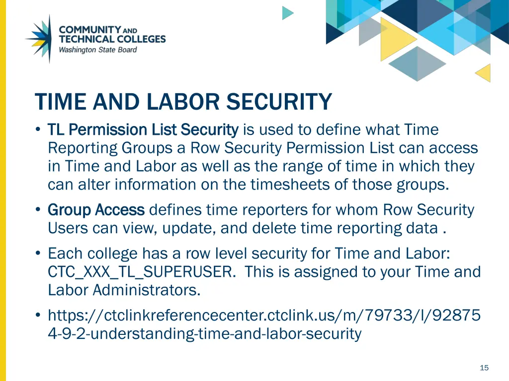 time and labor security tl permission list