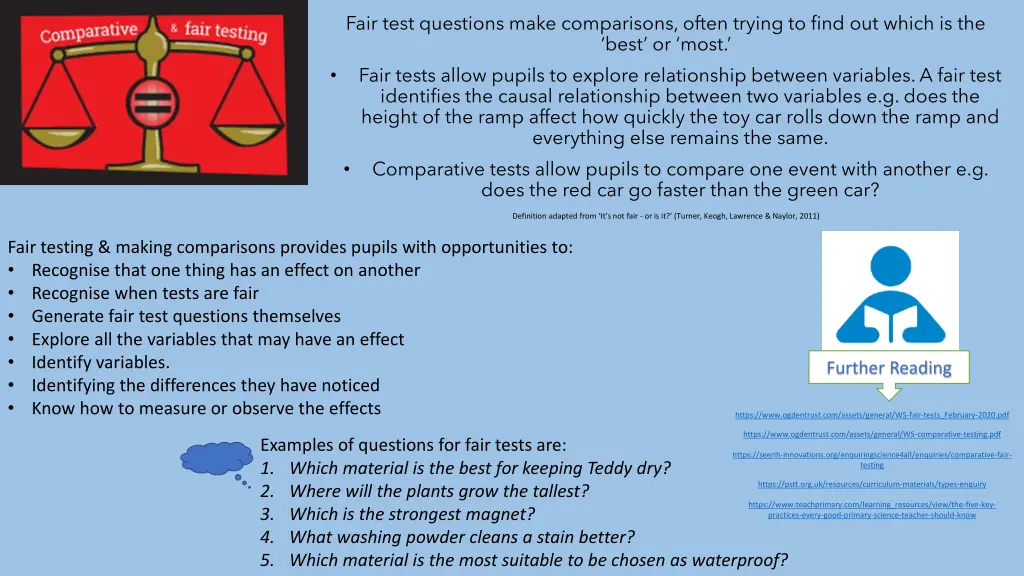 fair test questions make comparisons often trying