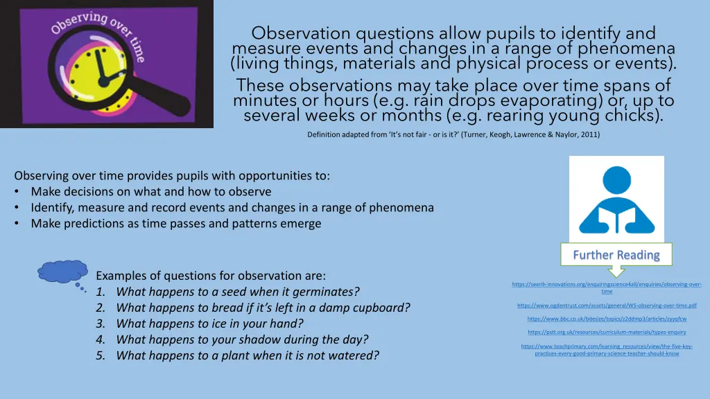 observation questions allow pupils to identify