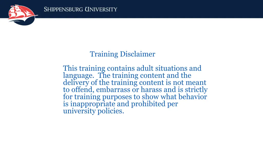 training disclaimer