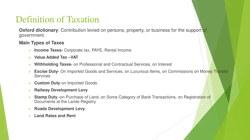 definition of taxation