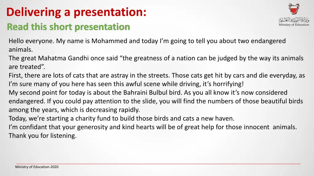 delivering a presentation read this short